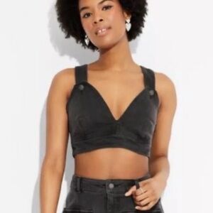 Y2K Wild Fable Black Buttoned Crop Top